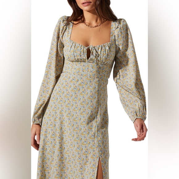 ASTR the Label Floral Print Long Sleeve Back Cutout Midi Dress - Picture 5 of 15